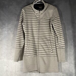 Avalanche Full-Zip Jacket Gray Striped Sweater Size Medium Hiking Outdoor
